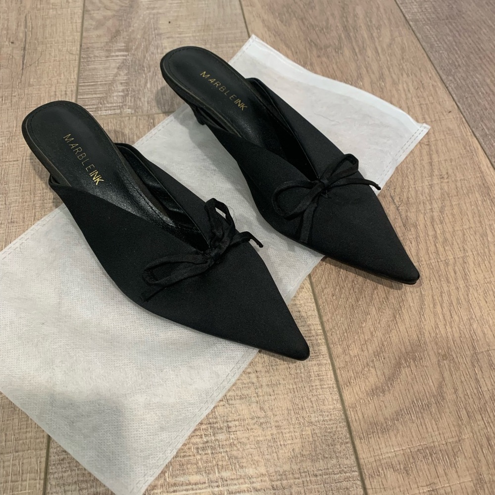 Brand New Black Satin Mules (EU 36, US 5.5-6)
